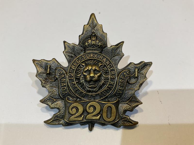 WW1 CEF 220th Batt ‘York Rangers’ cap badge by ELLIS