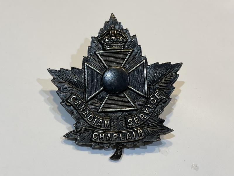 WW1 Canadian Service Chaplains, blackened w/m cap badge