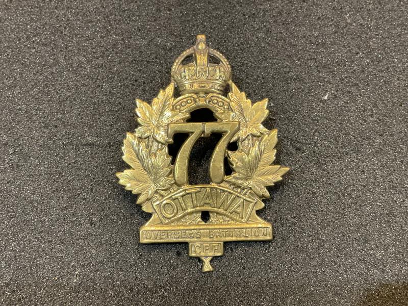 WW1 CEF Officers 77th ‘Ottawa Battalion’ cap badge