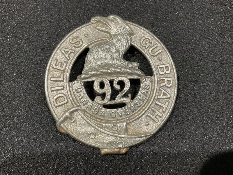 WW1 CEF 92nd Inf batt ‘48th Highlanders’ cap badge