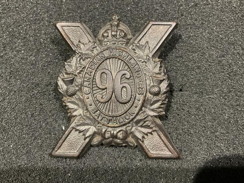 WW1 CEF 96th Inf Batt “Canadian Highlanders” cap badge