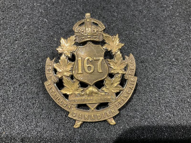 WW1 167th Inf Batt cap badge made by CARON 1916