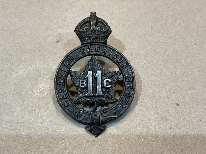 WW1 Officers 11th B.C Canadian Garrison Regt cap badge
