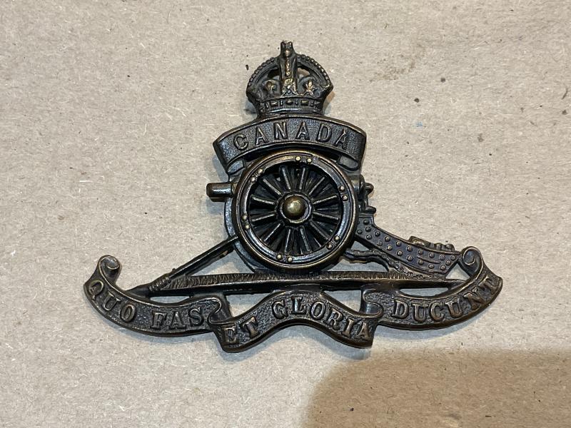 WW1 Canadian Artillery officers bronzed cap badge