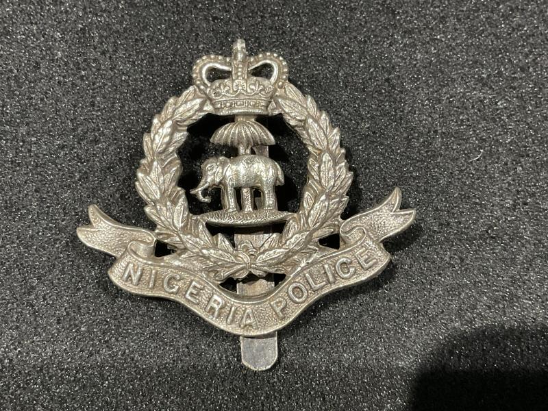 Post 1952 Nigeria Police silver plated senior officers cap badge