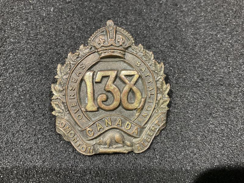 WW1 CEF 138th Infantry Batt ‘Edmonton Battalion’ cap badge