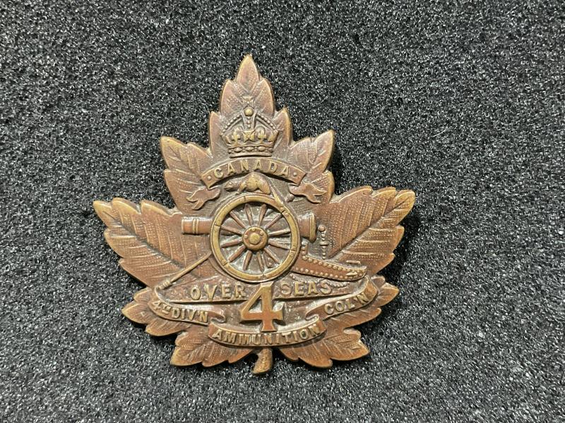 WW1 CEF 4th Divisional Ammunition Column cap badge