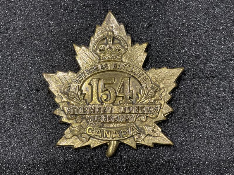WW1 CEF 154th ‘Stormont, Dundas & Glengarry Highlanders ‘ cap badge