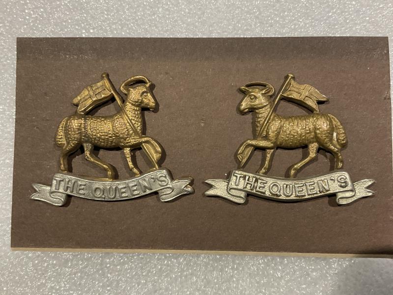 Pre 1920 The Queens Royal Regt collar badges