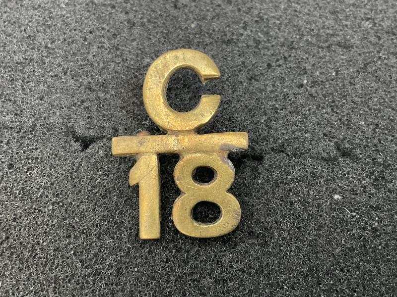 WW1 CEF 18th Infantry Batt, ‘C18’ collar badge