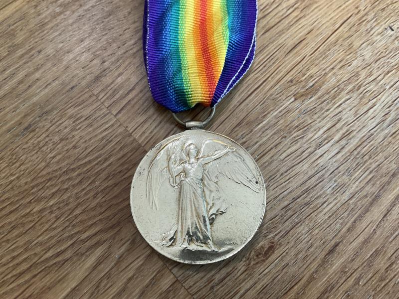 Victory medal; S/17629 E.G McKAY 10th batt, died Solonika