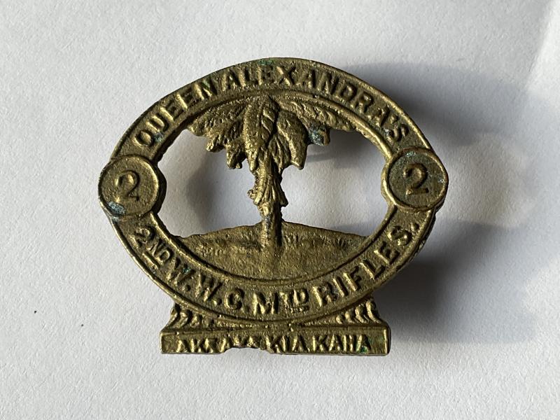 WW1 Theatre made, N.Z 2nd W.W.C Mtd Rifles cap badge