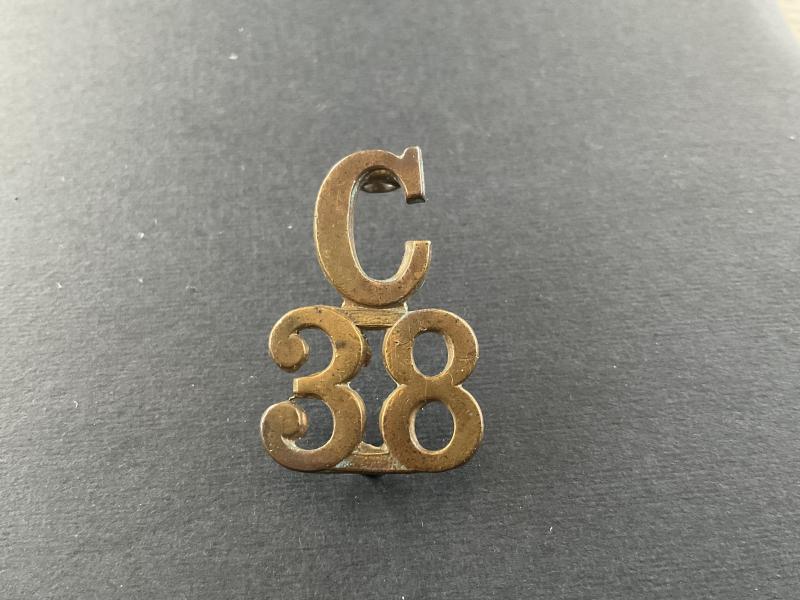 WW1 CEF 38th Infantry Battalion C/38 Collar badge