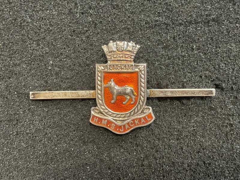 WW2 H.M.S JACKEL silver & enamel tie pin/ sweetheart