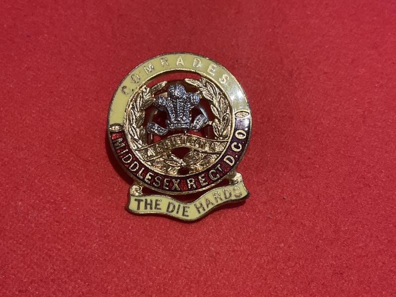 Middlesex Regiment D.C.O gilt & enamel lapel badge