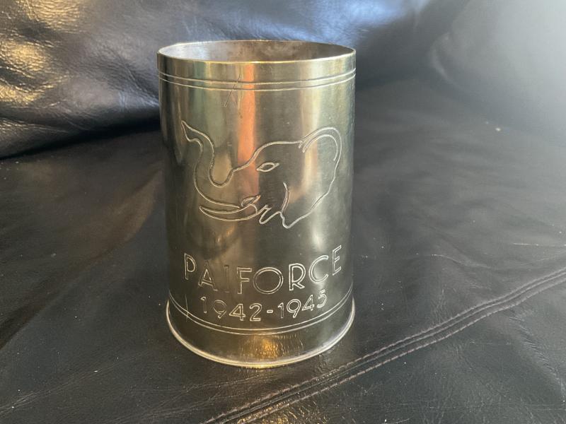 WW2 PAIFORCE 1942-45 brass tankard