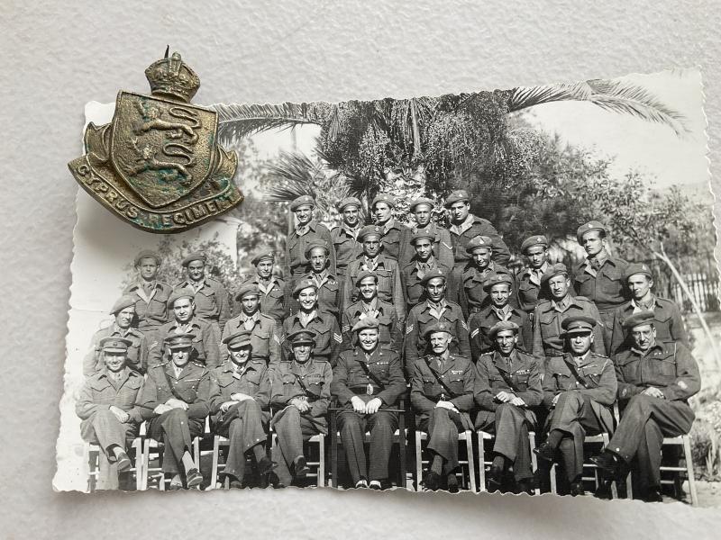 WW2 Cyprus Regiment cap badge and unit photo