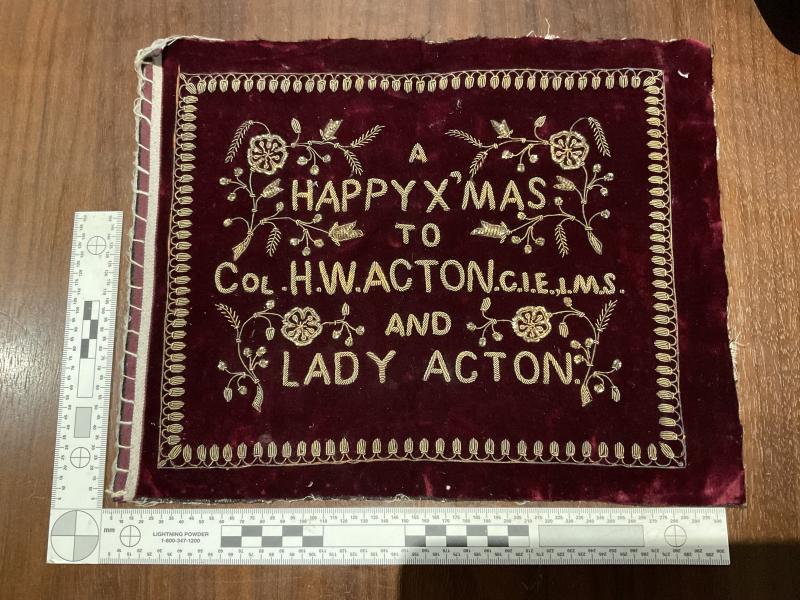 Miniature tapestry; Col H.W.ACTON C.I.E, I.M.S (M.D)