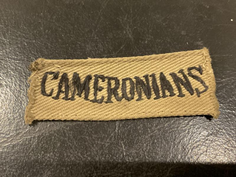 WW2 CAMERONIANS tropical wear shoulder title