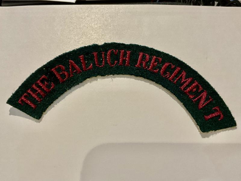 WW2 THE BALUCH REGIMENT cloth shoulder title