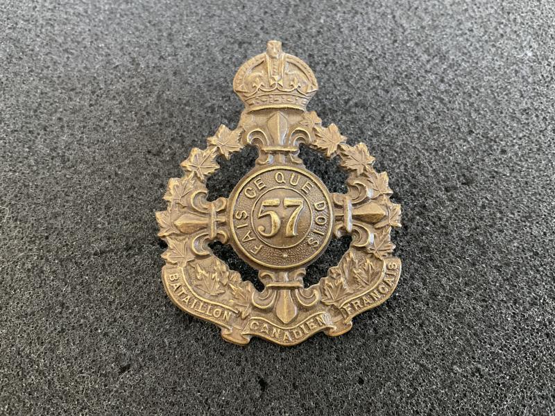 WW1 C.E.F 57th ‘Canadiens Francais’ Infantry Battalion cap badge.