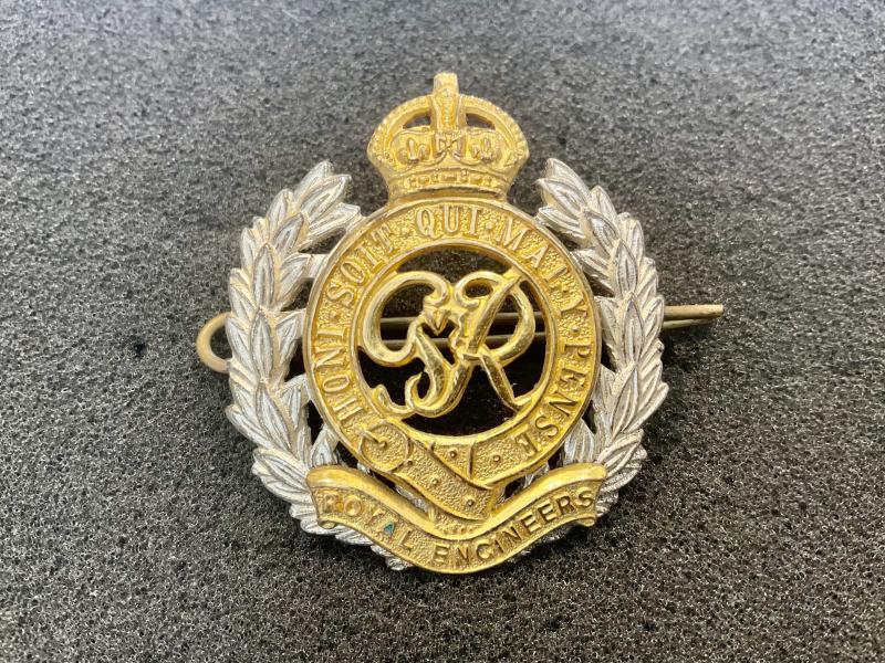George VI Royal Engineers officers cap badge by  Gaunt.