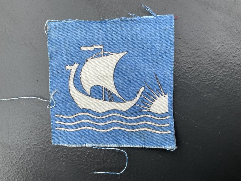 WW2 British Troops in Norway Calico printed formation sign (sailing left)