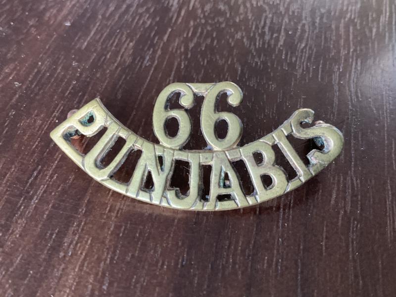 WW1 Indian Army 66th Pajputs Regt brass shoulder title.