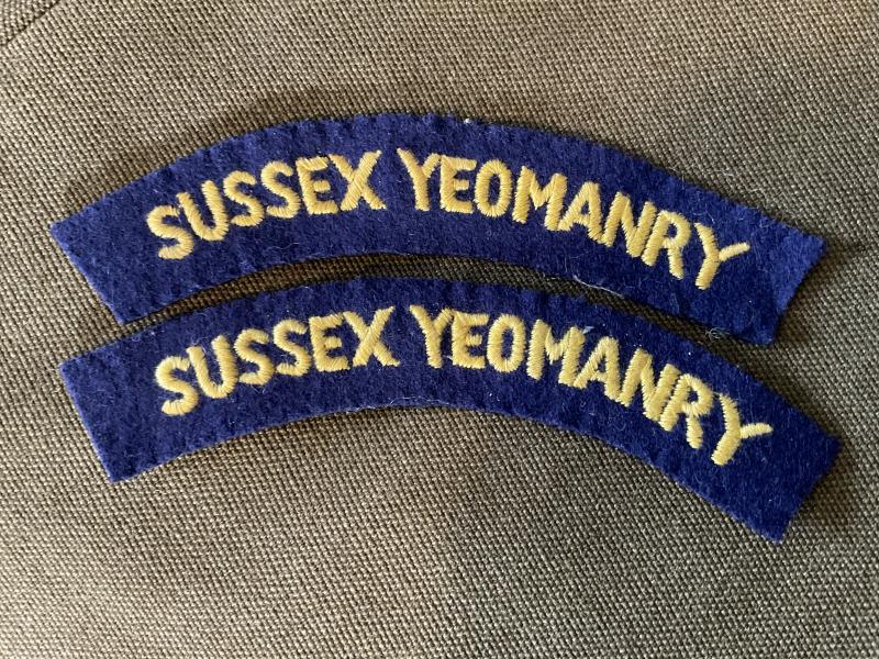 SUSSEX YEOMANRY yellow letters on blue shoulder titles.