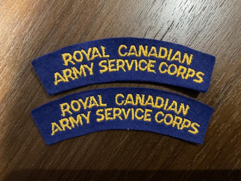 WW2 ROYAL CANADIAN ARMY SERVICE CORPS shoulder titles.