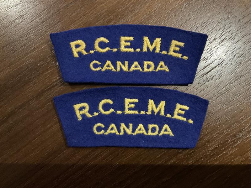 WW2 R.C.E.M.E CANADA British made shoulder titles.