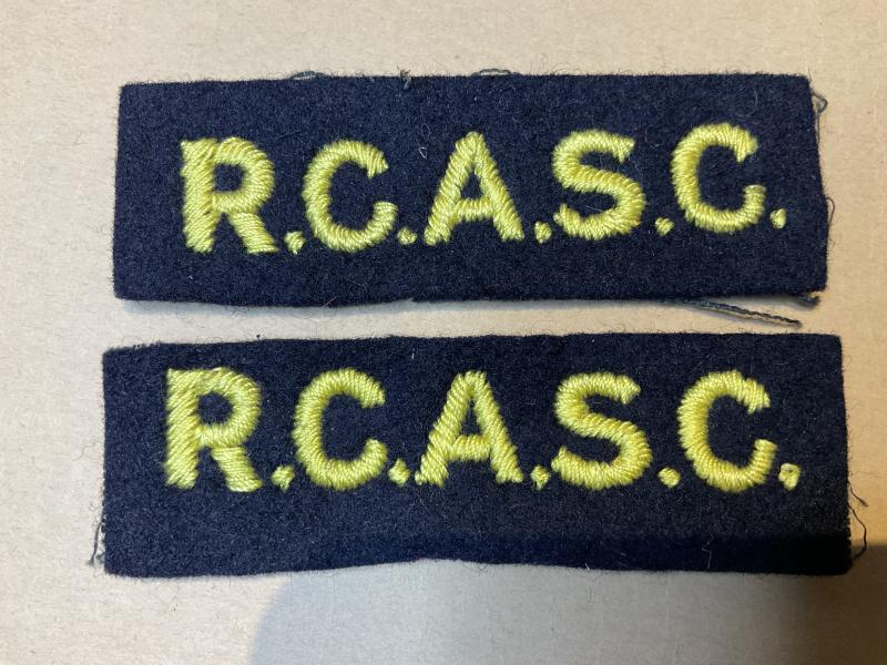 WW2 R.C.A.S.C wool shoulder titles (yellow on black)